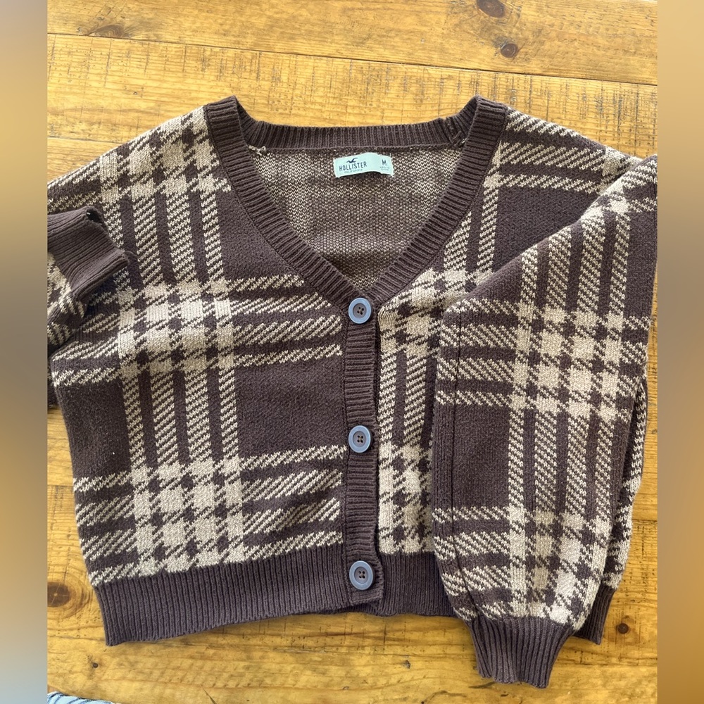 Hollister brown knit cardigan